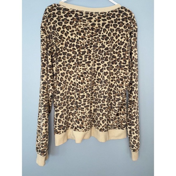 Honeydew Women Velour Lounge Pajama Top Leopard Print Super Soft Comfy Size XL - Picture 2 of 3